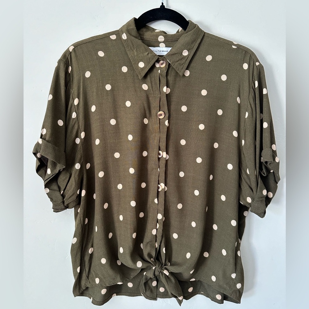 Faithfull the Brand Olive Polka Dot Blouse